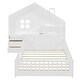 preview thumbnail 15 of 37, Wooden Floor Platform Bed with House Shape Storage Wingback Headboard, House Bed with USB, Window and Bedside Drawers