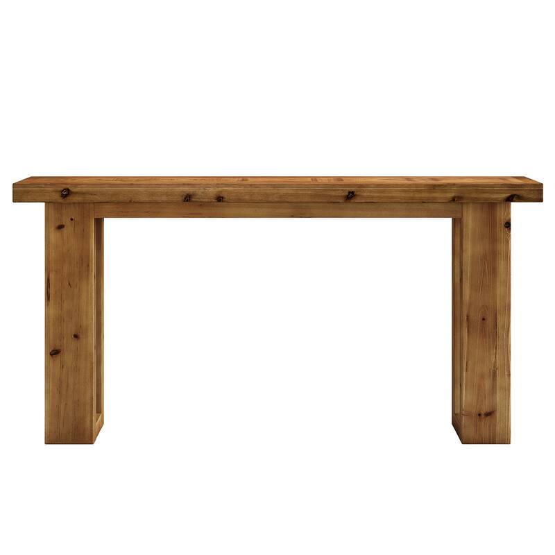63" Solid Wood Rectangular Sofa Table, Behind-the-Couch Console Accent Table for Living Room Entryway Hallway Entrance