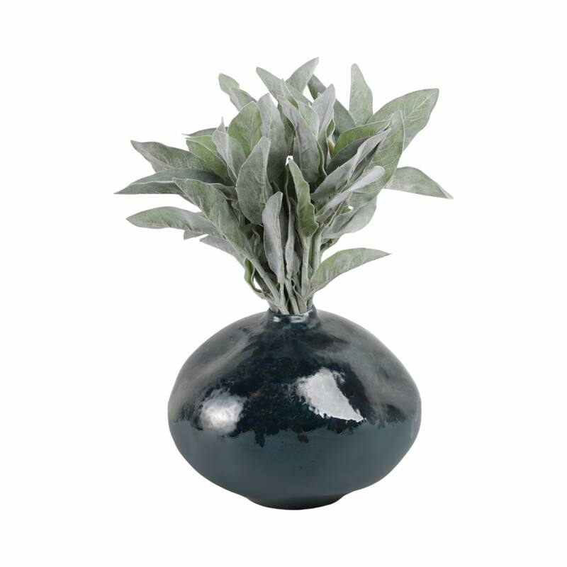Decorative Vase - Blue Ceramic Finish Details