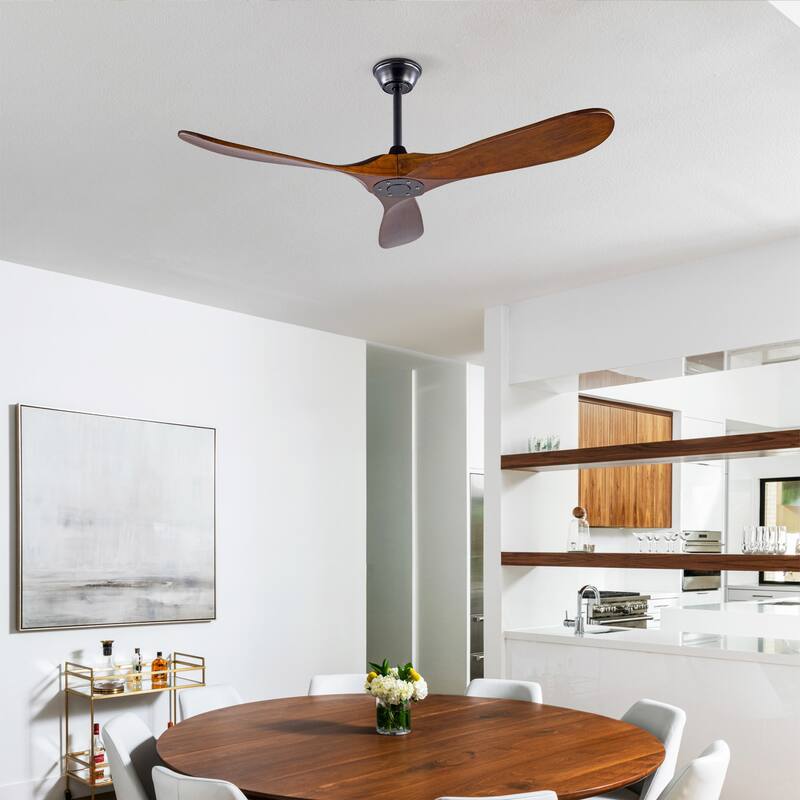 52 Inch Ceiling Fans Without Lights,Solid Wood Ceiling Fan with Remote Control and DC Motor,Ceiling Fan no Light with 3 Blades