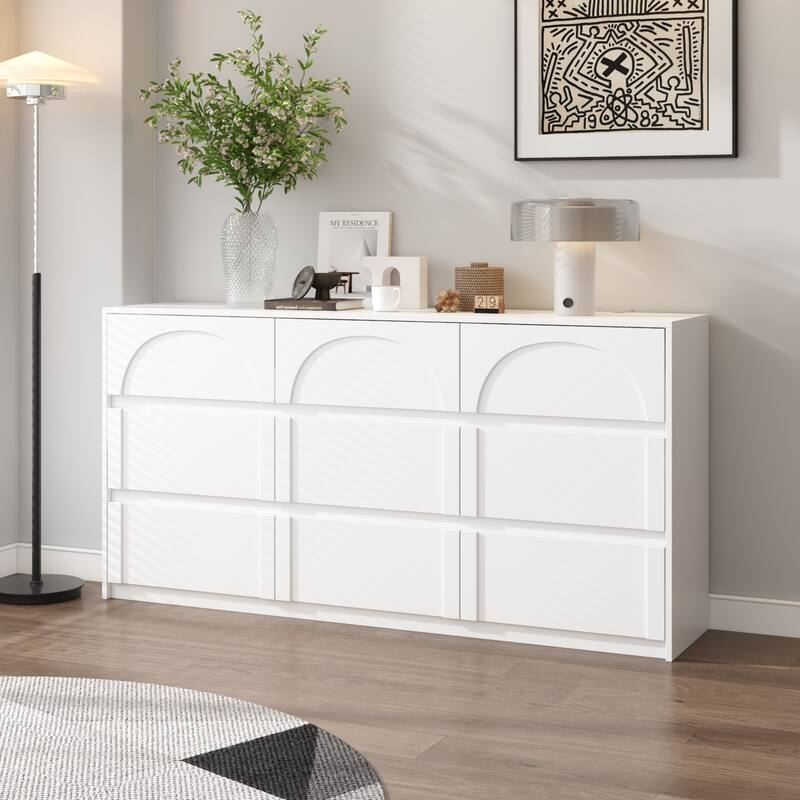 White 9-Drawer Nightstand with Modern Design and Safety Features