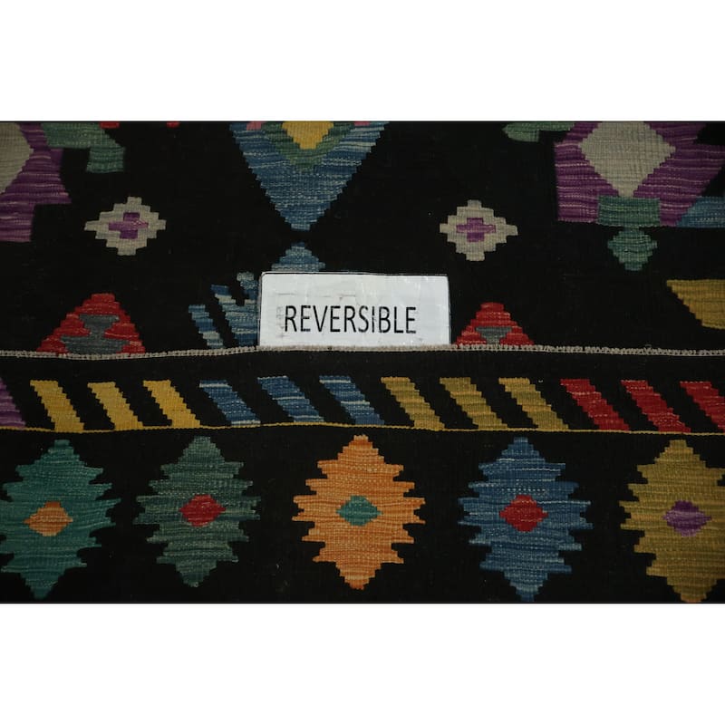 Hand Woven Oriental 100% Wool Carpet Southwestern Tribal Multi-Colored Kilim Area Rug - 11' 6'' X 8' 2''