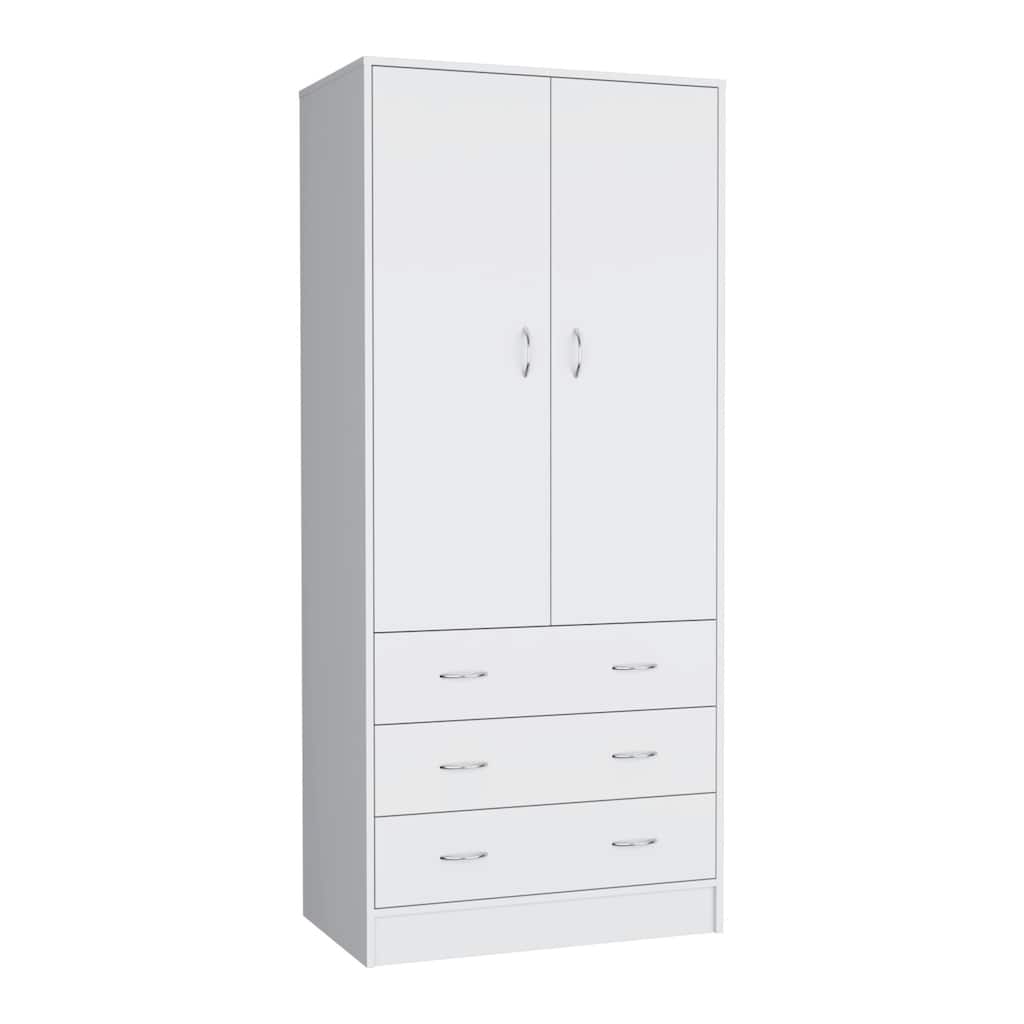 HomeRoots 71" White Two Door Three Drawer Combo Dresser