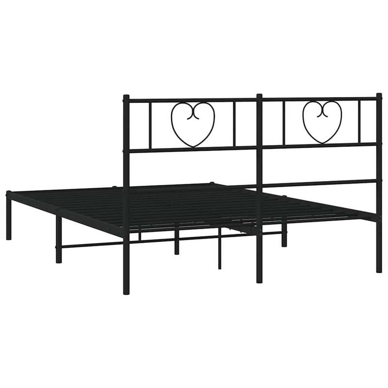vidaXL Full Metal Bed Frame with Headboard, Black, No Mattress - 77.2" x 55.9" x 35.4"