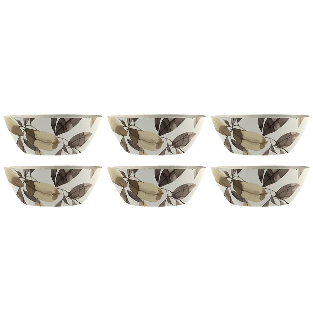 Abode Homewares by TarHong Bali Leaves Cereal Bowl, (MERGE) 7.1", 37 oz, Set of 6