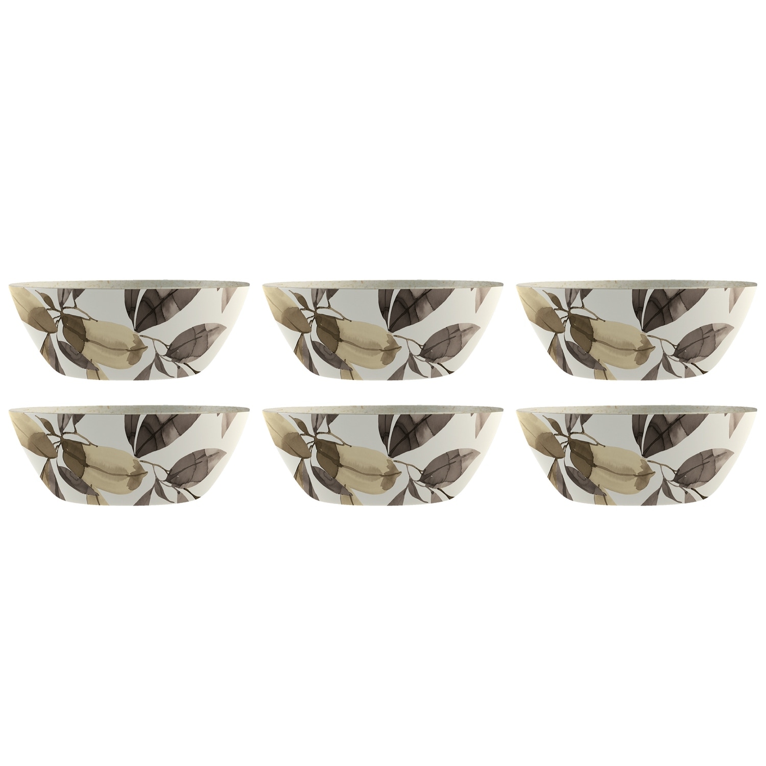 Abode Homewares Bali Leaves Merge Cereal Bowl - Brown - 7.1" - Set of 6