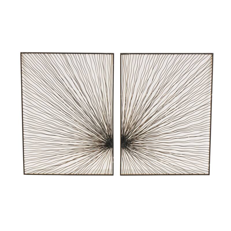 Gold Metal Coiled Ribbon Sunburst Home Wall Decor (Set of 2)