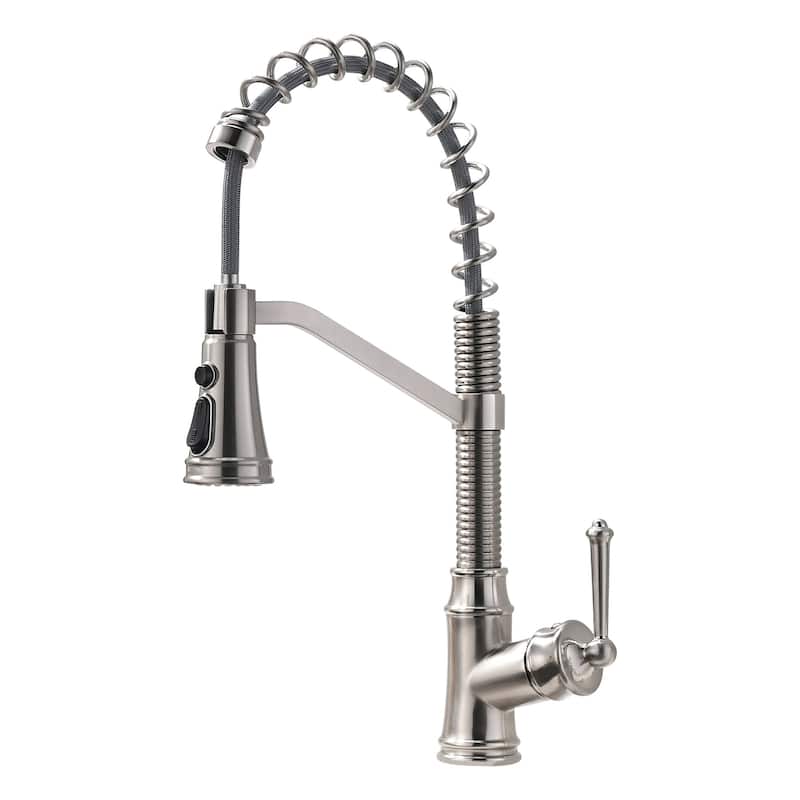 Modern Brushed Nickel Pull-down Single-handle Kitchen Sink Faucet