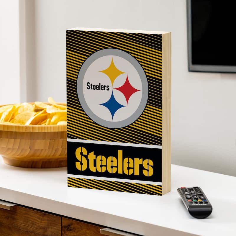 Pittsburgh Steelers Wooden Tabletop Mantel Shelf Sign - 8" x 12"