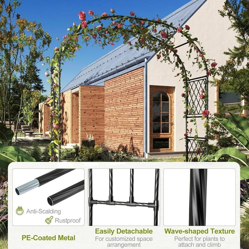 78.7" Weatherproof Garden Arbor with Dual Planter Boxes for Climbing Plants, Backyard, Patio