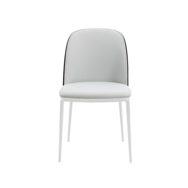 LeisureMod Tule Dining Chair with Upholstered Seat and White Steel Frame, Set of 2