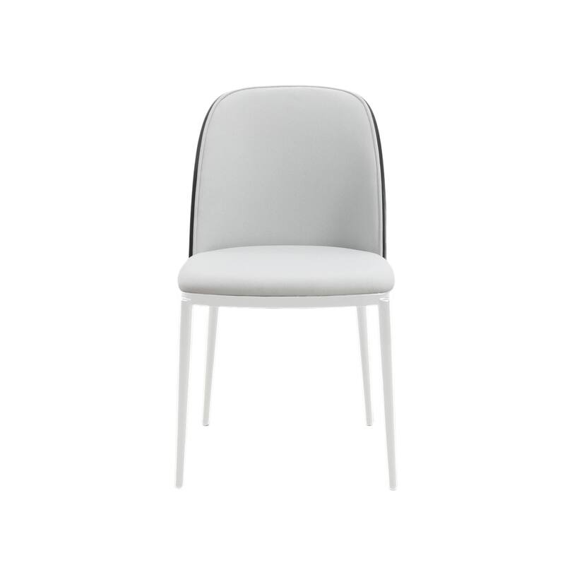 LeisureMod Tule Dining Chair with Upholstered Seat and White Steel Frame