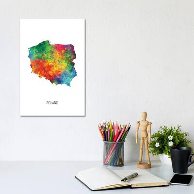 iCanvas "Poland Map" by Michael Tompsett Canvas Print
