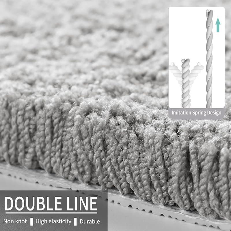 Pure Light Gray Bathroom Rug Mat - Extra Soft, Non-Slip, Water Absorbent, Thick Shaggy Bath Mat for Shower and Bathtub