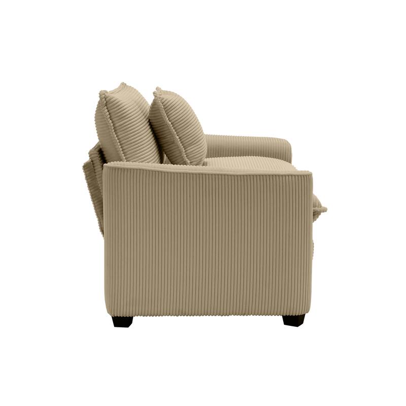 2 Pieces Deep Seated Sofa Set with Removable Armrests, 1+1Seat Flexible Combinations with Throw Pillows for Livingroom