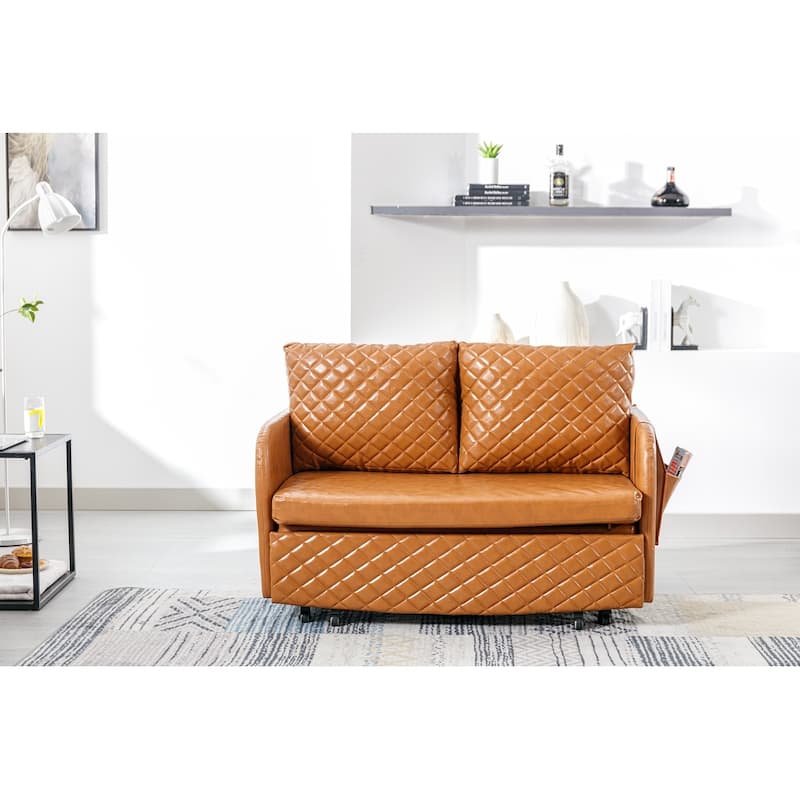 Modern Velvet Loveseat Couch with Pull Out Bed