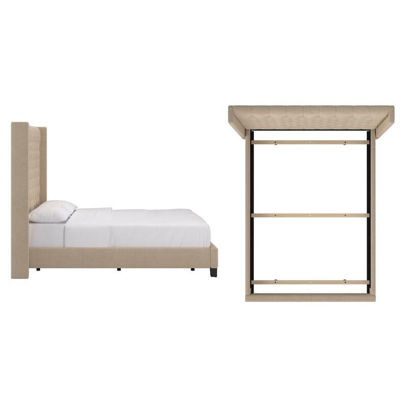 Detmold Wingback Button Tufted Tall Headboard Bed