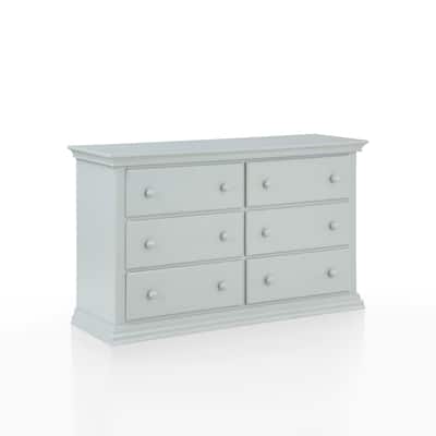 HomeRoots 56" Gray Solid and Manufactured Wood Six Drawer Double Dresser