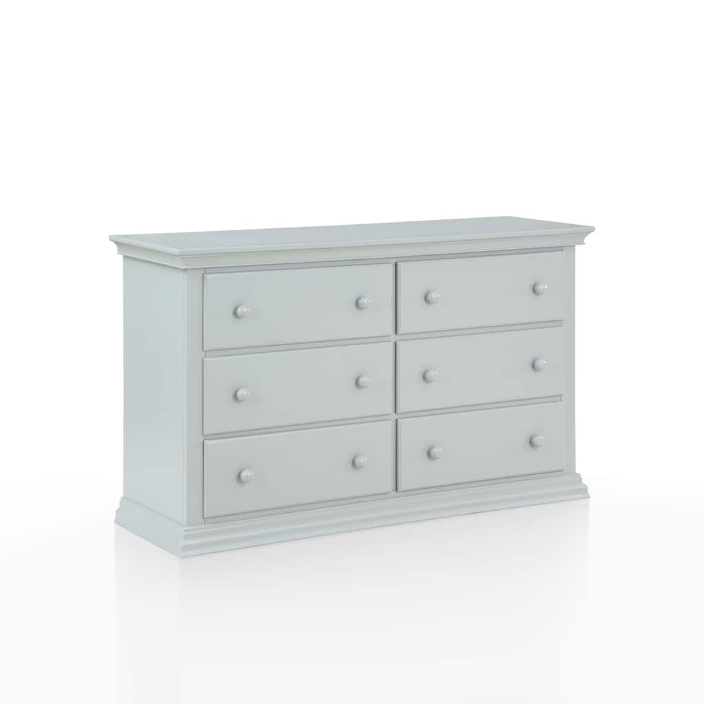 HomeRoots 56" Gray Solid and Manufactured Wood Six Drawer Double Dresser