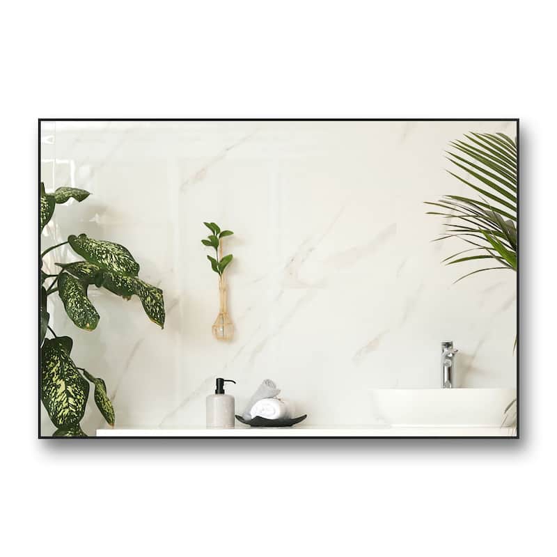 Modern Black Bathroom Mirror with Aluminum Frame