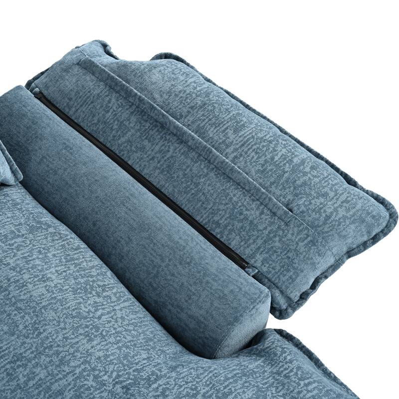 Luxurious U-Shaped Chenille Sectional Sofa with Adjustable Armrest Pillows and Button-Tufted Backrest