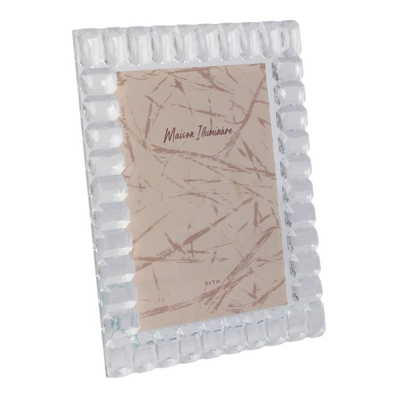 Glass Crystal Beveled Cut Design Glam Style Photo Frame Faceted Border