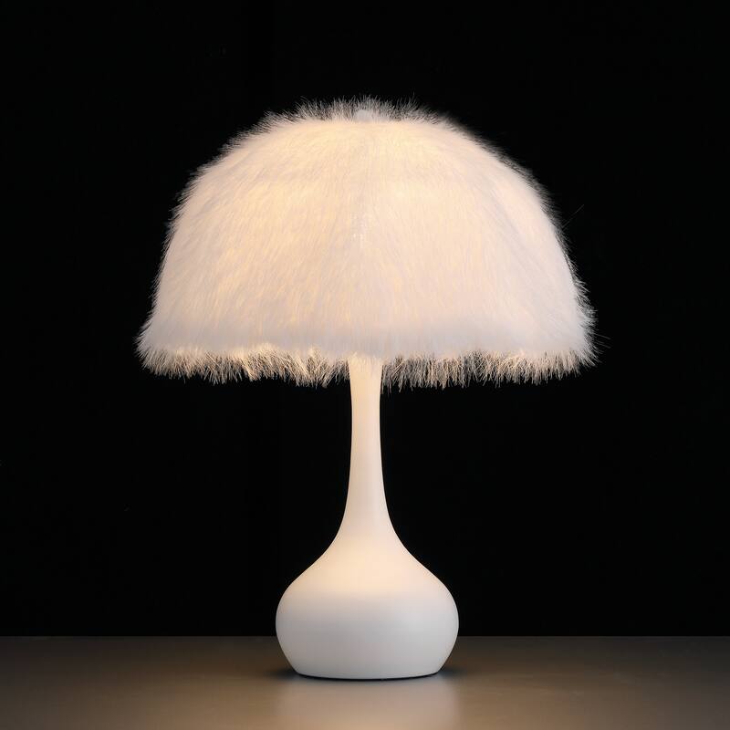 Acroma Teardrop Base Spherical Table Lamp with Feather Accents