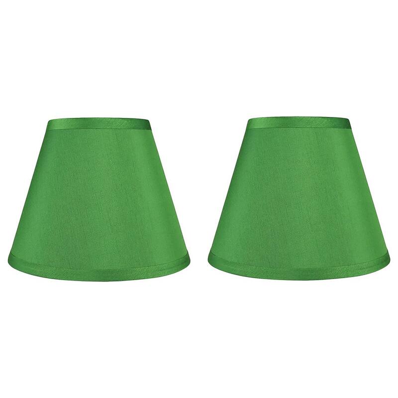 Hardback Faux Silk Conical Lamp Shade, 5 inch Top, 9 inch Bottom, 7 inch Slant - Set of 2 - Kelly Green Silk