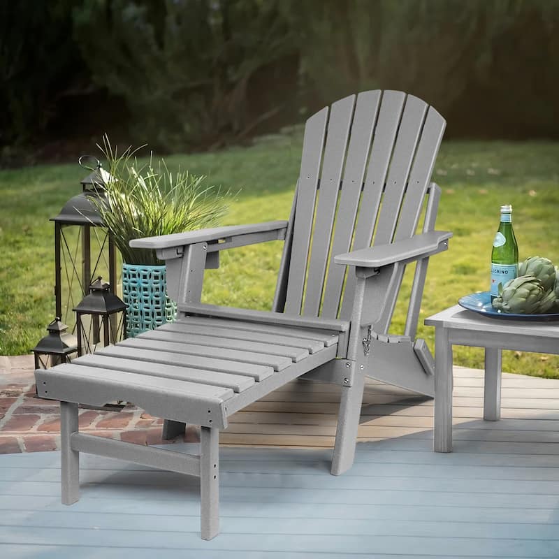 Vrakae Folding and Adjustable Adirondack Chair with Ottoman