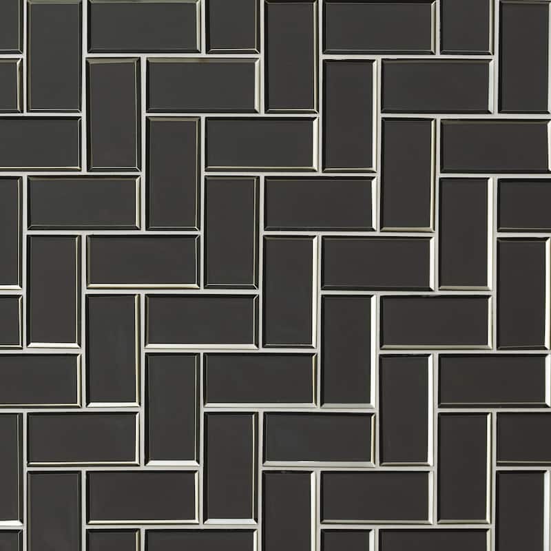 Ackland AKM-G-RI2X4BHB-CA Rivella - 12" x 14" Glass Herringbone Wall