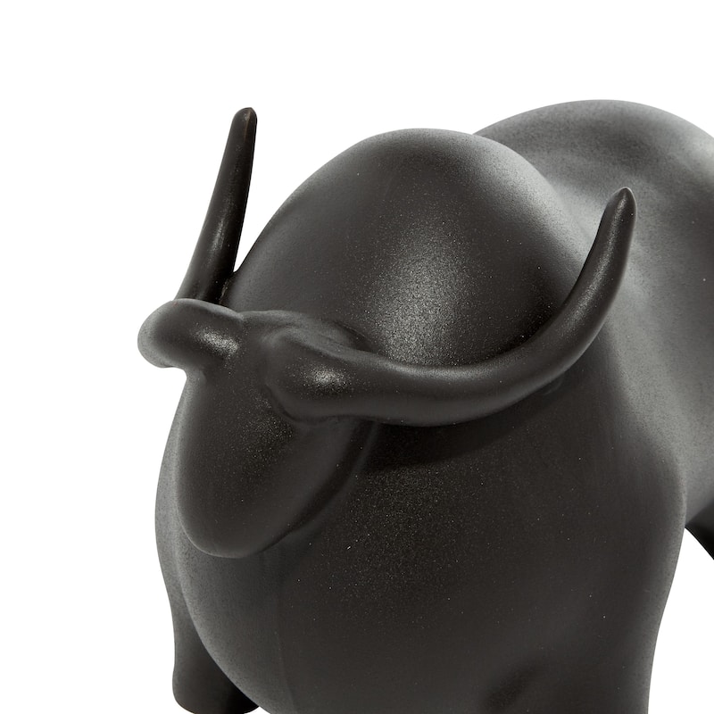Ceramic Bull Decorative Sculpture - Black - Roche River Decor