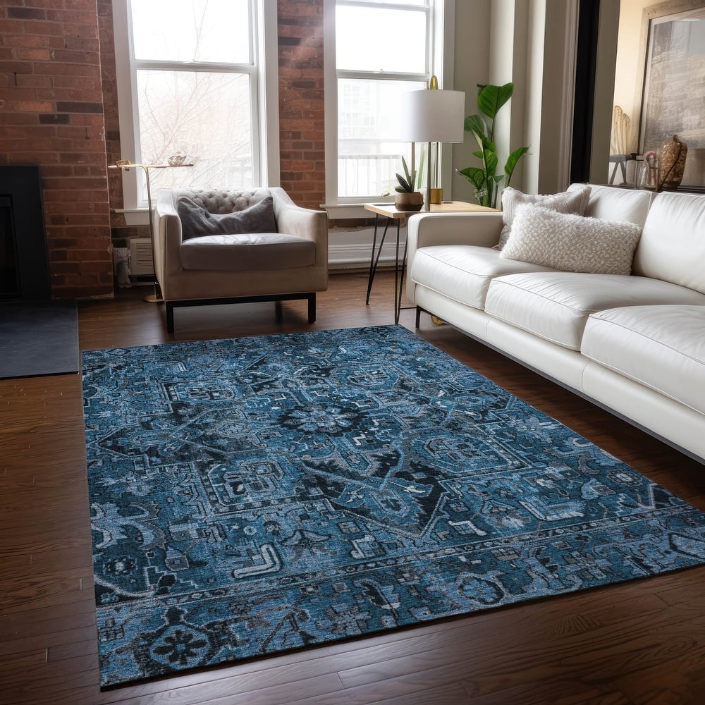 Machine Washable Indoor/ Outdoor Traditional Boho Chantille Rug