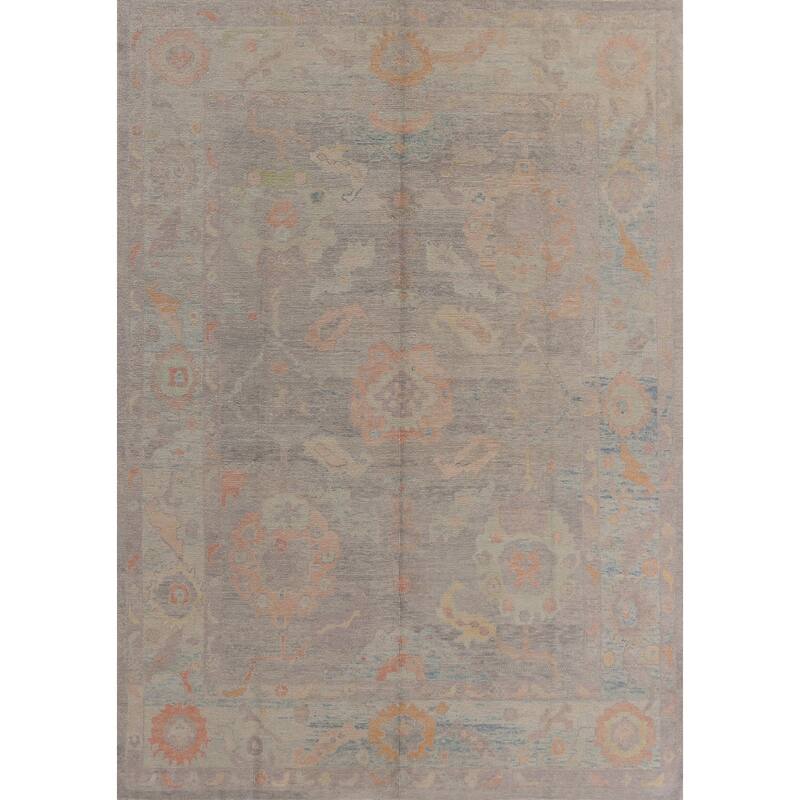 Hand Knotted Oriental 100% Wool Carpet Transitional All-Over Purples Oushak Area Rug - 11' 5'' X 9' 0''