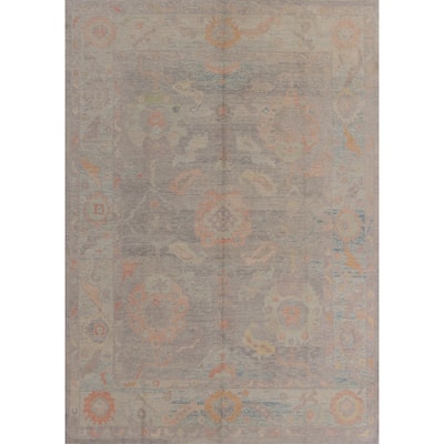 Hand Knotted Oriental 100% Wool Carpet Transitional All-Over Purples Oushak Area Rug - 11' 5'' X 9' 0''
