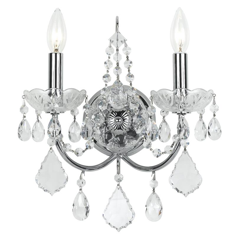 Imperial 2 Light Clear Crystal Chrome Sconce - 12'' W x 14'' H x 5'' D - 12'' W x 14'' H x 5'' D