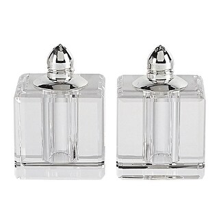 Handcrafted Optical Crystal And Silver Square Size Salt And Pepper Shakers Handcrafted Optical Crystal And Silver Square Size Salt And Pepper Shakers