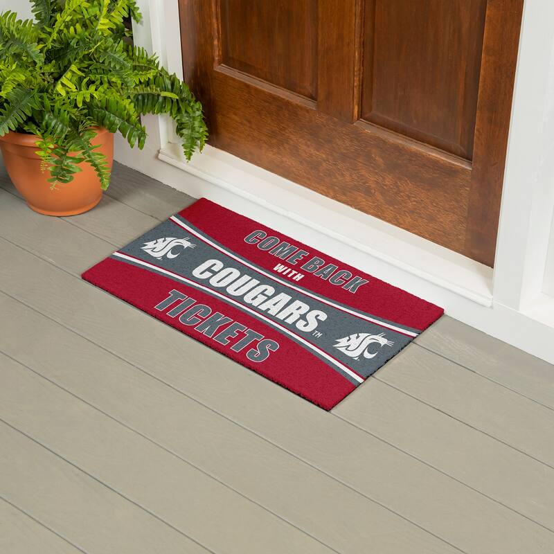 Washington State University 28 in. x 16 in. PVC "Come Back With Tickets" Trapper Door Mat