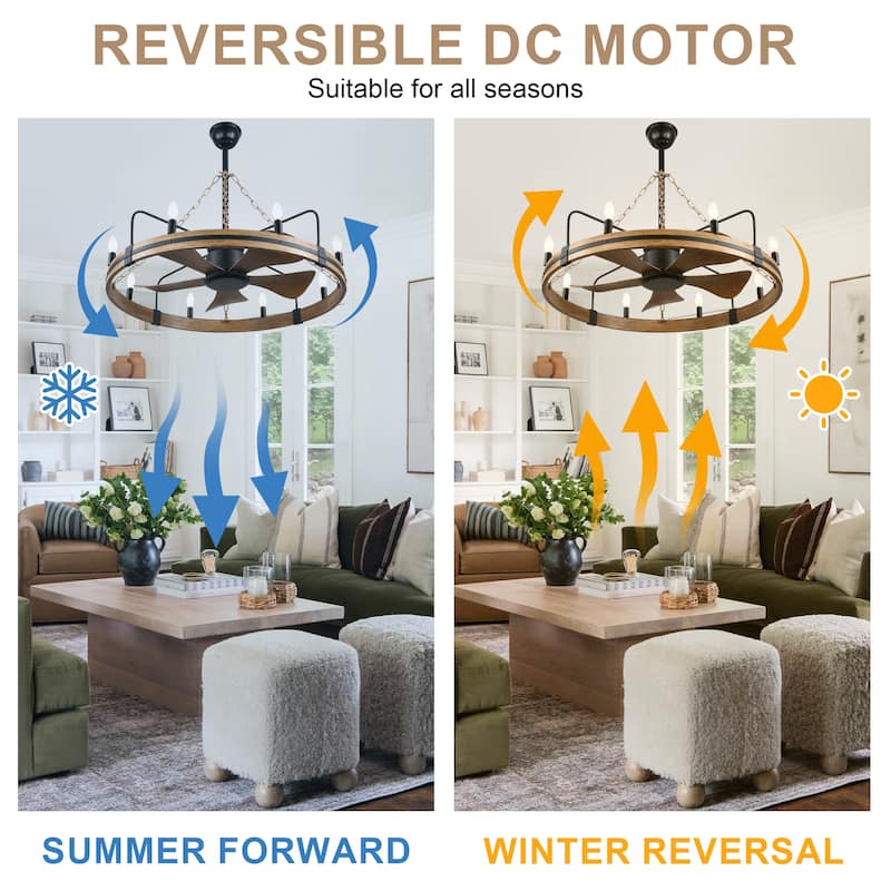 Bella Depot 36" Farmhouse Ceiling Fan with Light and Remote Rustic Metel Ceiling Fan