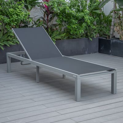Aluminum Beach Pool Sun Lounge Chair Sling Mesh Fabric Reclining Stackable Lounger Chair