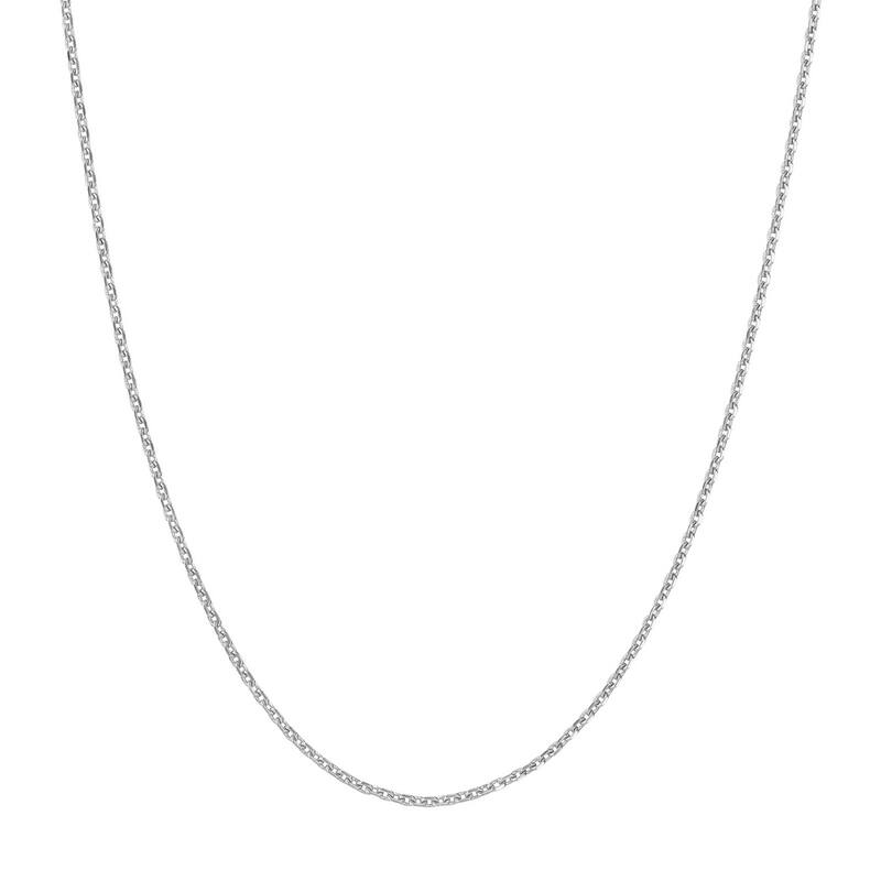 Curata 10k White Gold 0.8mm Diamond Cut Cable Chain Necklace (Spring Ring)