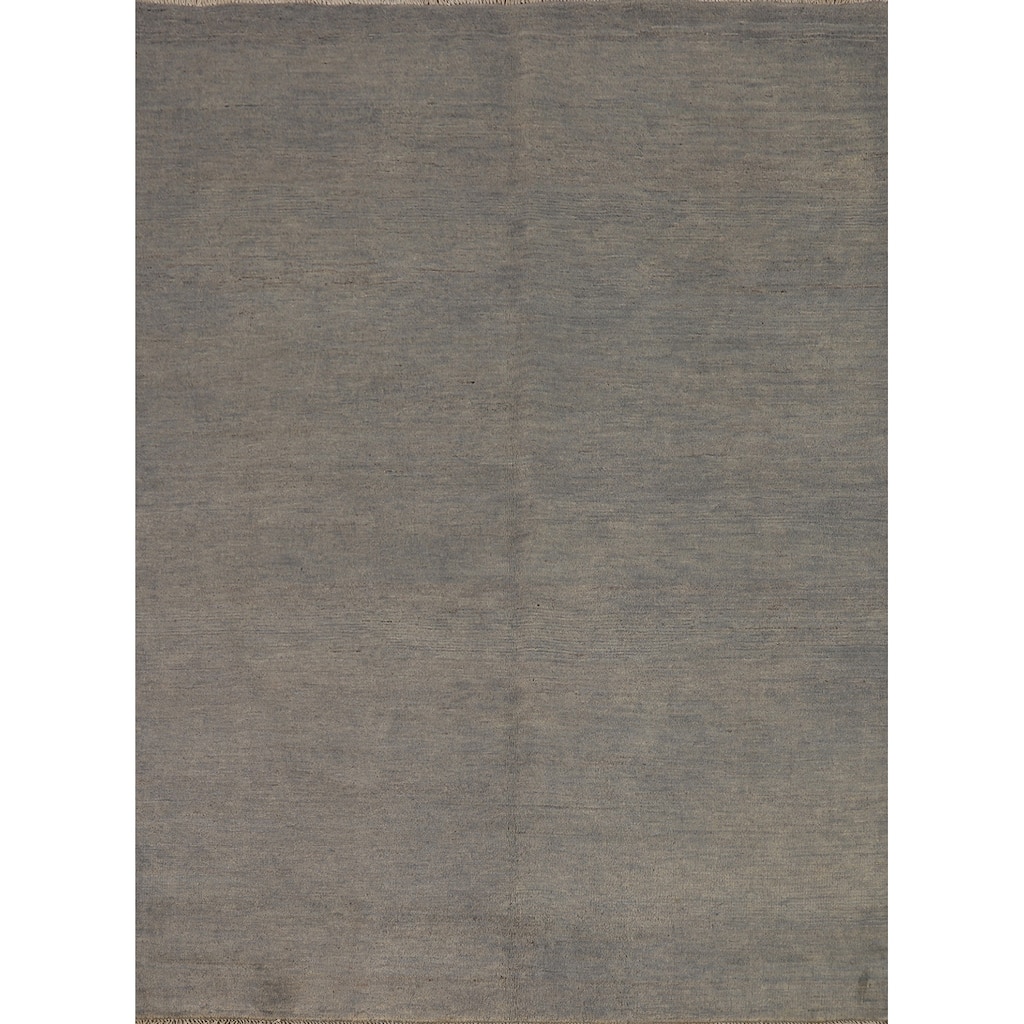 Modern Gray Blue Gabbeh Oriental Area Rug Handmade Wool Carpet - 5'0" x 6'5"