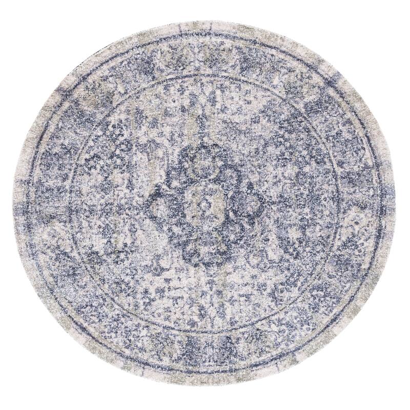 SAFAVIEH Handmade Classic Vintage Laia Transitional Polyester Rug - 6' Round - Navy/Sage