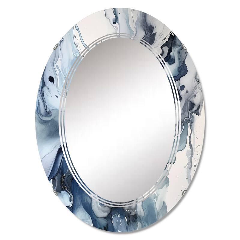 Designart "Blue and Grey Ethereal Elixir II" Abstract Modern Wall Mirror