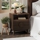 preview thumbnail 22 of 23, Fluted Nightstand with Charging Station, Modern 19.6in Wide End Table Wood Bedside Table with 2 Drawers for Bedroom