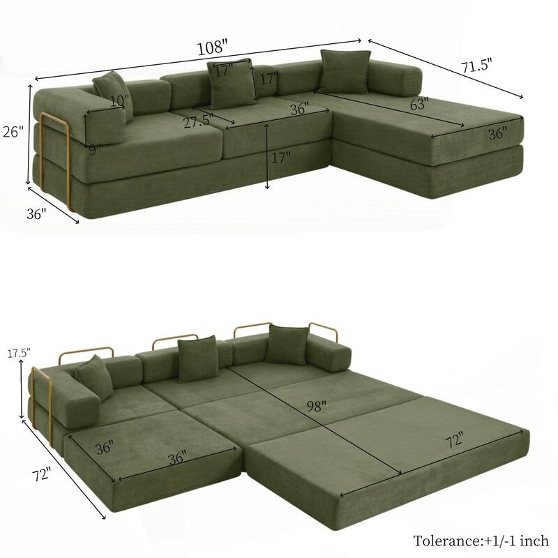 Modular Sectional Sofa with L-Shape Chaise, Boneless Cloud Couch with Deep Seat