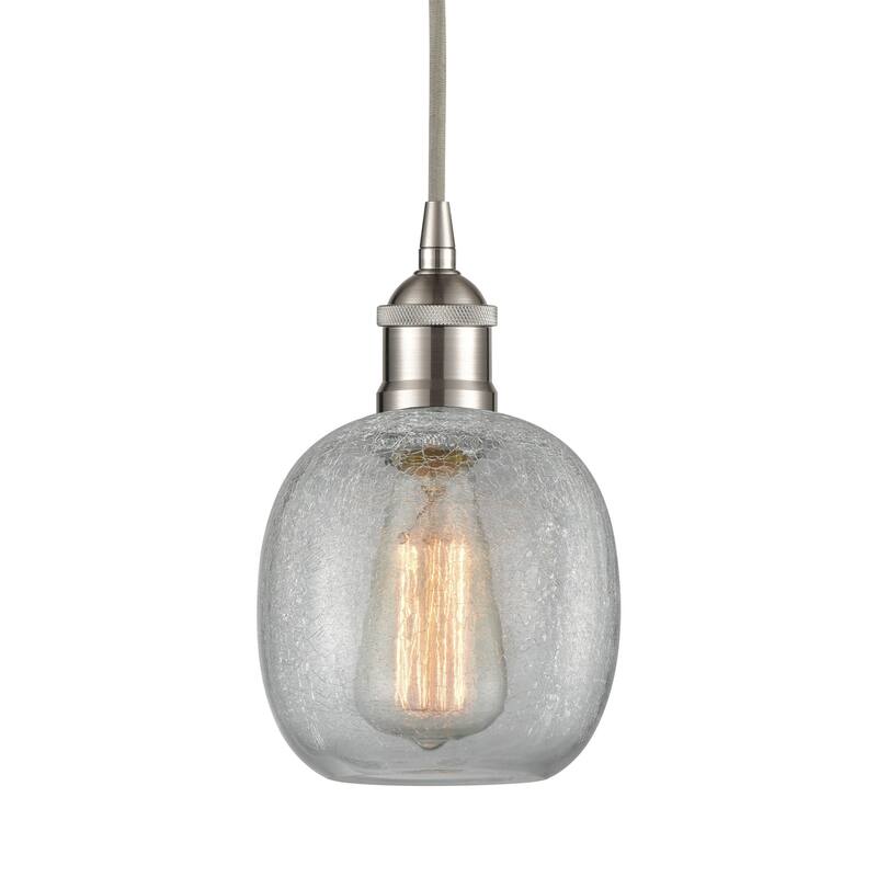 Innovations Lighting 616-1P-10-6 Belfast Pendant Belfast 6" Wide Mini - Brushed Satin Nickel / Clear Crackle