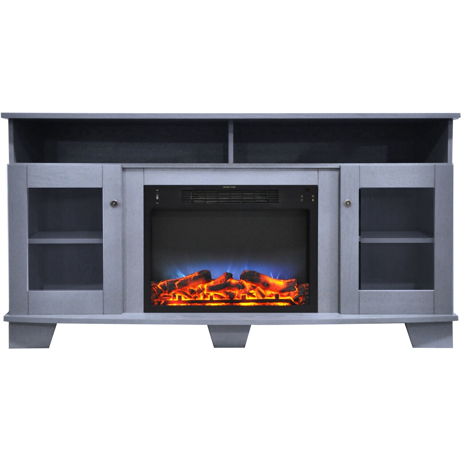 Hanover Glenwood 59 In. Electric Fireplace Heater with LED Flame Display  and Entertainment Stand in Slate Blue - 59 Inch - On Sale - Bed Bath u0026  Beyond - 35113126