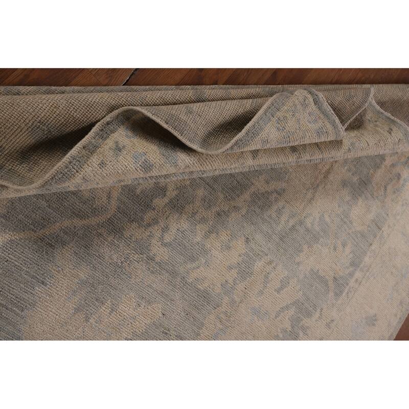 Vegetable Dye Grey Oushak Oriental Area Rug Hand-Knotted Wool Carpet - 6'2"x 9'2"