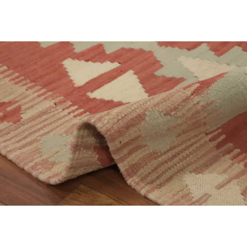 Hand Woven Oriental 100% Wool Carpet Southwestern Tribal Oranges & Rust Kilim Runner Rug - 8' 1'' X 2' 1''
