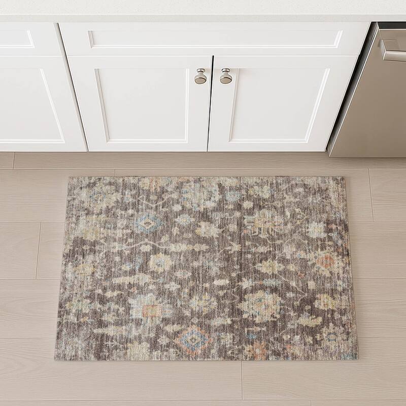 Machine Washable Indoor/ Outdoor Casual Traditional Chantille Rug